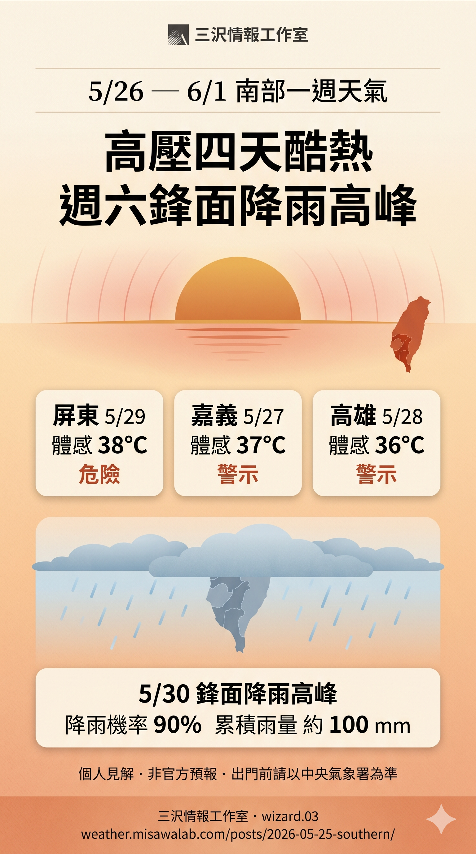 三沢情報 南部 2026-05-25 天氣圖卡